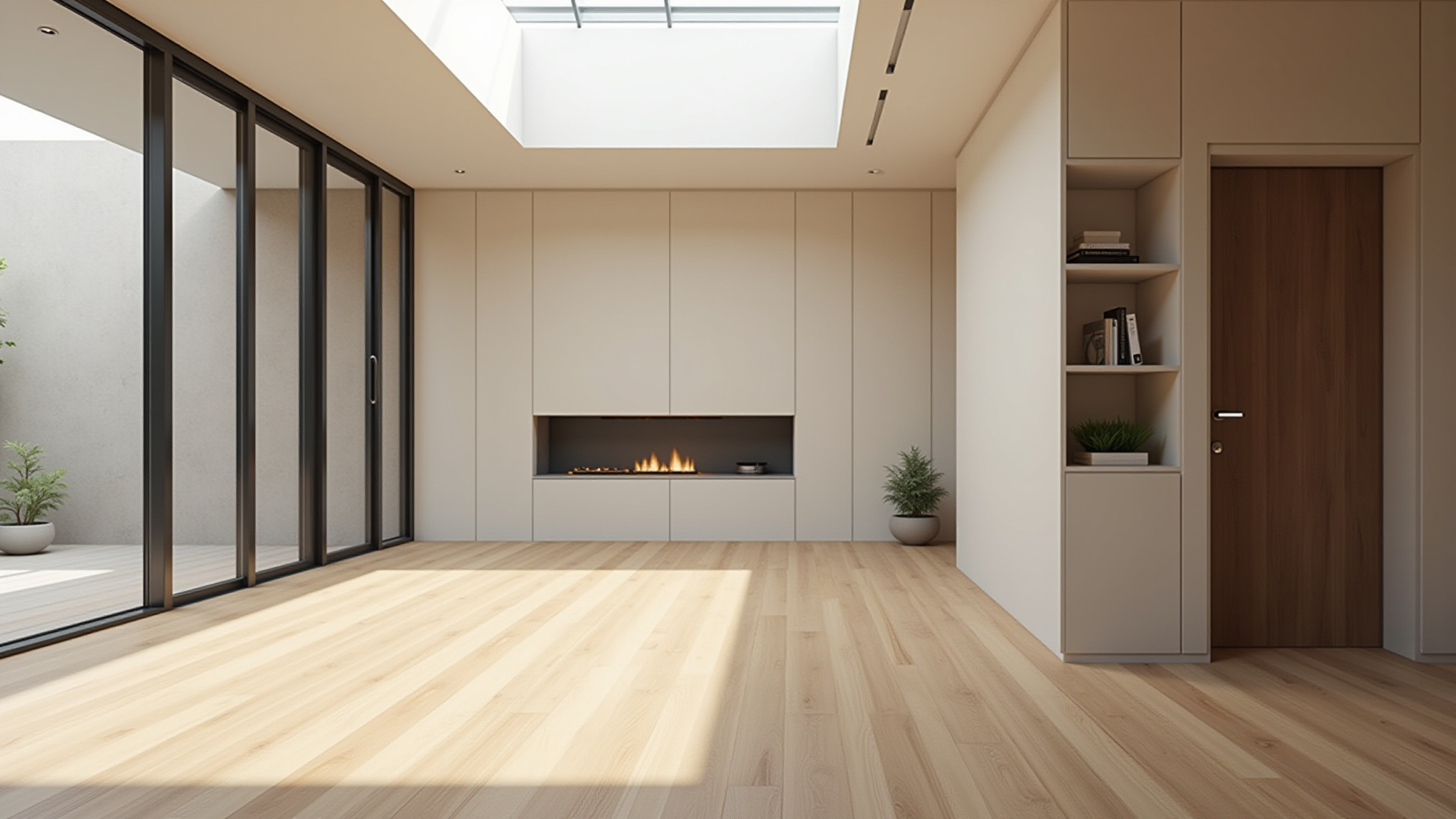 Modern home interior with wooden floors